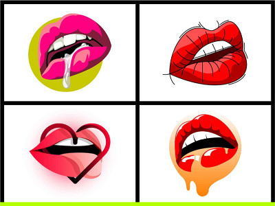Vector set of lips in different style art body coffee drink erotic hot icon lips logo love of outline part red sex sexy stroke throat vector water