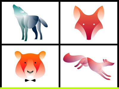 Vector illustrations action animal animals avatar beast emblem fox icon icons jump logo logos motion move set sign symbol tiger vector wolf