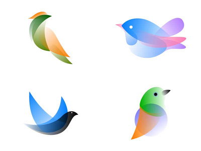 Vector illustrations animal art beast bird birds design dove emblem feathered fly gradient logo logos parrot set sign style stylized symbol tit