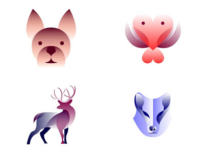 Vector illustrations art crab deer dog front gradient graphic head icon icons logo logos logotype modern muzzle sign style symbol vector wolf