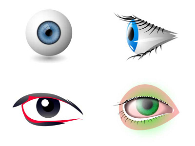 Vector illustrations art ball digital eye eyeball eyeballs eyes front gradient icon iris modern profile real realism set side style vector view