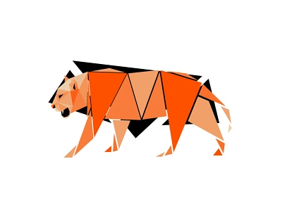 Tiger animal body full geometric length logo logomark logotype low poly polygonal predator profile side style tiger vector