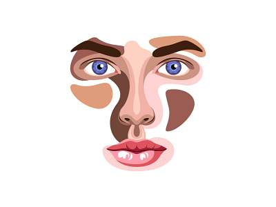 Face black color colour composition different face female girl head illustration pigment problem racism skin style vector white woman