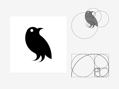 Crow animal art bird body circle circles full golden length logo logotype profile ratio round rounds side stand stay style vector