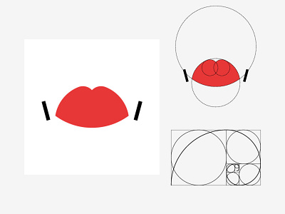 Logo art design emblem female golden icon lip lips logo logomark logotype minimal minimalism ratio red sign simple style symbol vector