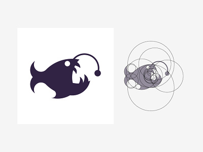 angler fish angler art circle concept cricels design fish golden icon illustration logo logotype profile ratio round style vector