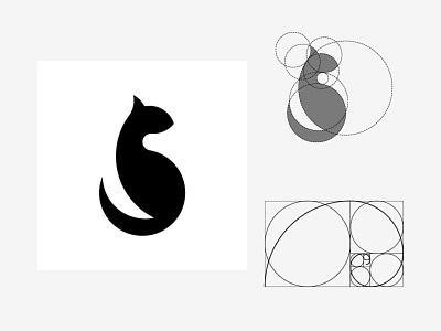 cat art black cat circle circles design flat golden icon kitten kitty logo logotype ratio round rounds style vector