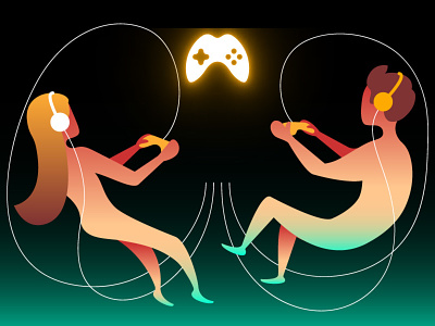 console art back bare body boy console full game girl guy lady man nudity play style tv two vector view woman