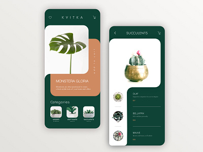 Kvitka app clean concept design fashion flower green grid layout plants product sketch typography ui