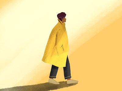 Sunny day fashion guy hero illust trenchcoat ui