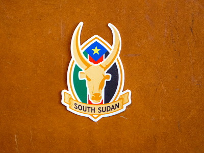 South Sudan Travel Sticker adventure anakole watusi cattle cow label luggage sticker travel vintage
