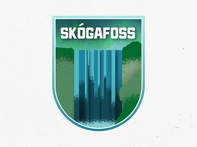 Skogafoss, Iceland badge iceland illustration skogafoss waterfall