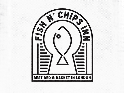 Fish N’ Chips Inn adventure badge fish hotel london stamp travel