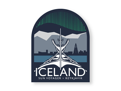 Iceland Sun Voyager - Travel Sticker adventure badge boat art iceland luggage label reykjavik sticker sun voyager travel
