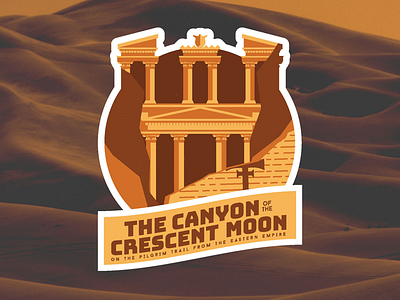 The Canyon of the Crescent Moon (or Petra) badge indiana jones last crusade petra travel