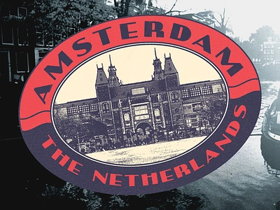 Vintage luggage sticker for Amsterdam amsterdam holland label luggage netherlands sticker travel vintage