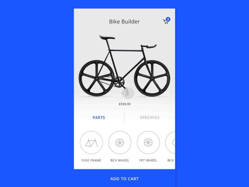 Bike Builder Main Screen app demo bike builder bike interface build a bike fixed gear fixie gif interface motion