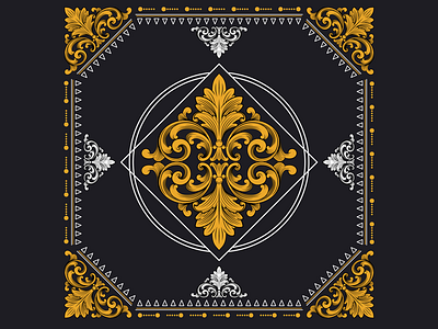 Ornamental Baroque Scrollwork Black Gold