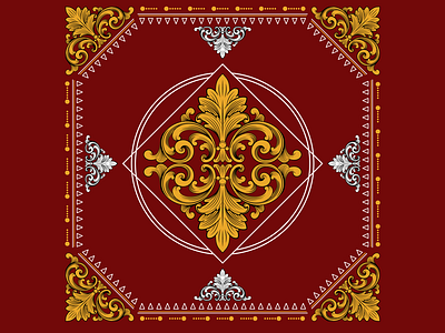 Ornamental Baroque Scrollwork Red