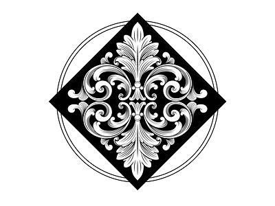 Ornamental Baroque Scrollwork Black & White