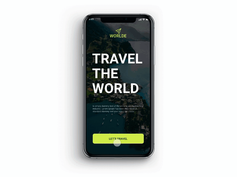 Worlde -Travel App app design flat icon ui ui ux design ux