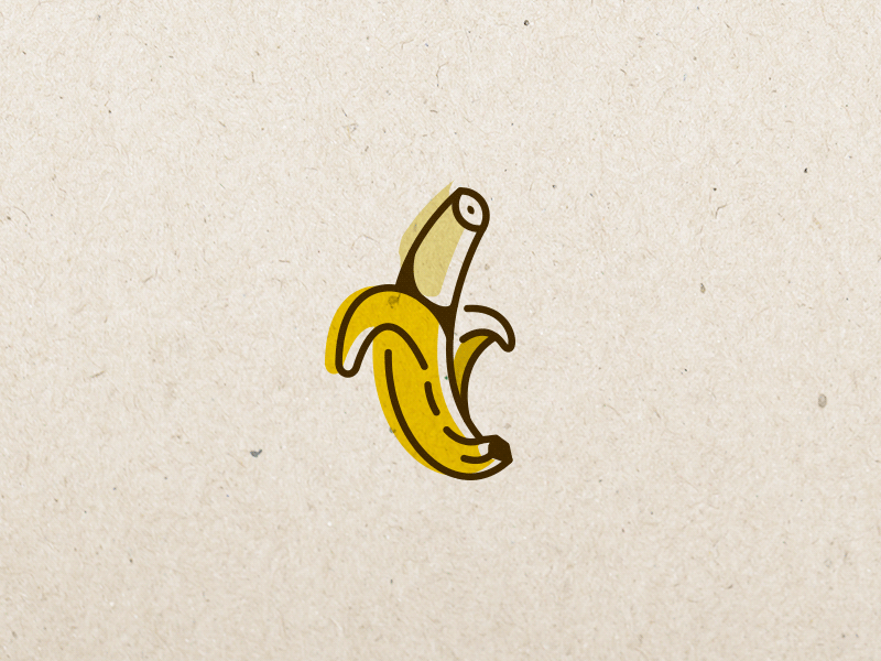 'nana time animated banana fruit gif illustration logo monoline peel yellow