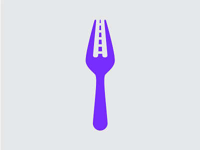 Fork in the Road branding food fork illustration logo negative purple road space street