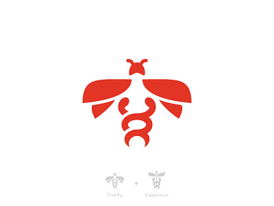 Firefly + Caduceus branding bug caduceus energy firefly fly guidance health insect logo mark medical