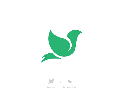 Swallow + Drop of Life bird branding growth healing health life logo mark medical rebirth swallow