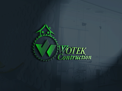 WOTEK Contruction design flat logo typogaphy vector