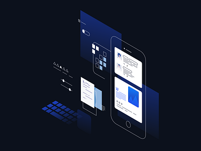 Isometric Gradient blue gradient illustration isometric