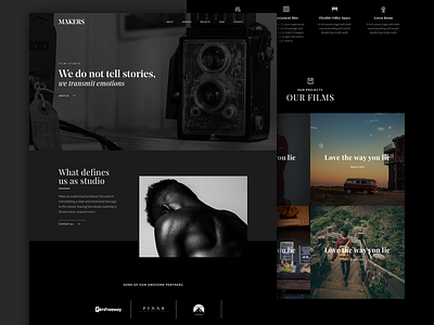 Landing page concept black films landing ui visual design