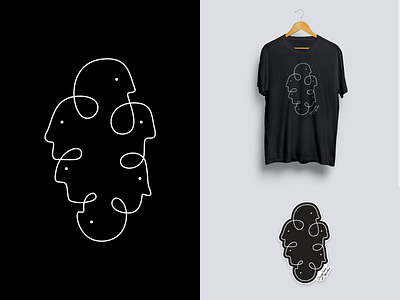 We're one and many design illustration minimalism sticker t shirt visual design