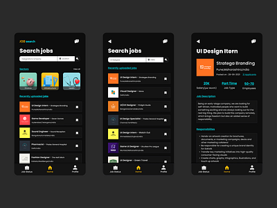 Job Search App UI graphic design