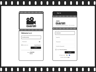 Login and Sign Up Page for Chitram App