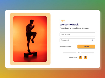 LOGIN PAGE fitnessapp login page signin signup ui