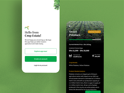 Crop Investment agricultural agriculture agro crop farm farmers market farming green investment plant planting welcome page welcome screen