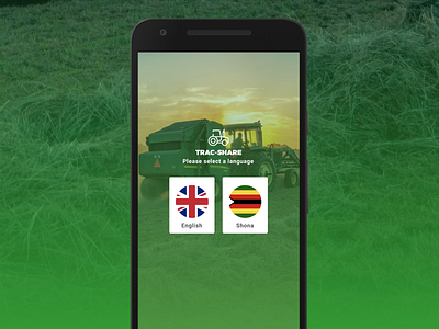 Tractor Service app. Language screen