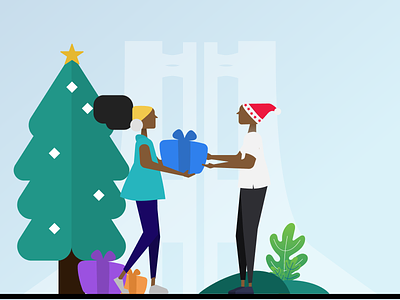 Merry Christmas africa african black blackwoman christmastree coloured ghana gift gift box give happy illustration merry christmas merrychristmas present tree woman