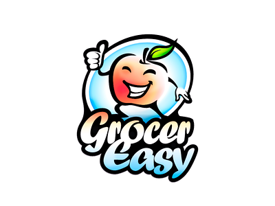 GrocerEasy branding cartoon groceries logo
