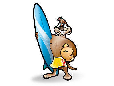 Mr Kg, the surfer meerkat branding cartoon logo surfer