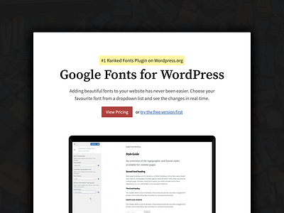 FontsPlugin Landing Page fonts landing page minimal plugin typography website wordpress