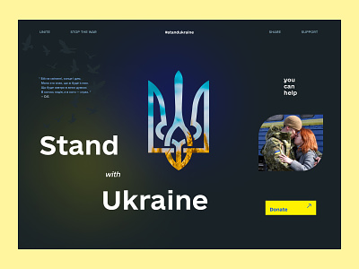 #Stand With Ukraine design landing page my country nowar stay with ukraine stop the war support ui ukraine webdesign