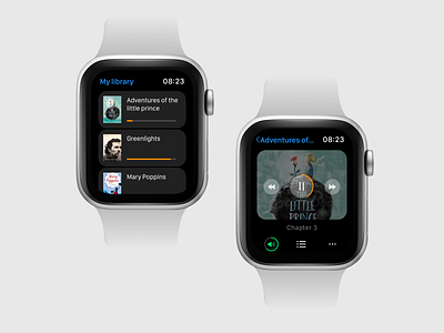 Books Library Watch App app audio book design library ui user interface watch watch app