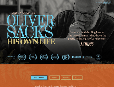 Film Website: Oliver Sacks His Own Life film movie squarespace website