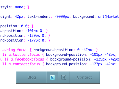 Social Sprite CSS code css menu rollover sprite