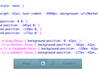 Social Sprite CSS css rollover menu sprite code