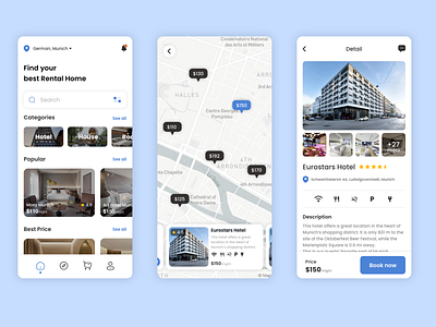 Hotel Booking App app design minimal mobile ui ui