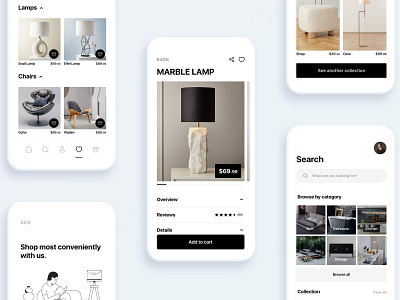 Furniture Store app design minimal mobile ui ui web design