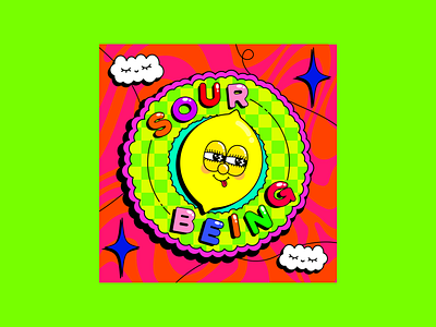 Sour Being adobeillustator boldcolours cheekylemon clashingpatterns clouddesign cloudillustration colourclash colourfuldesign funwithtype illustration illustrator lemoncharacter lemondesign lemonillustration sour sourlemon typography typographydesign